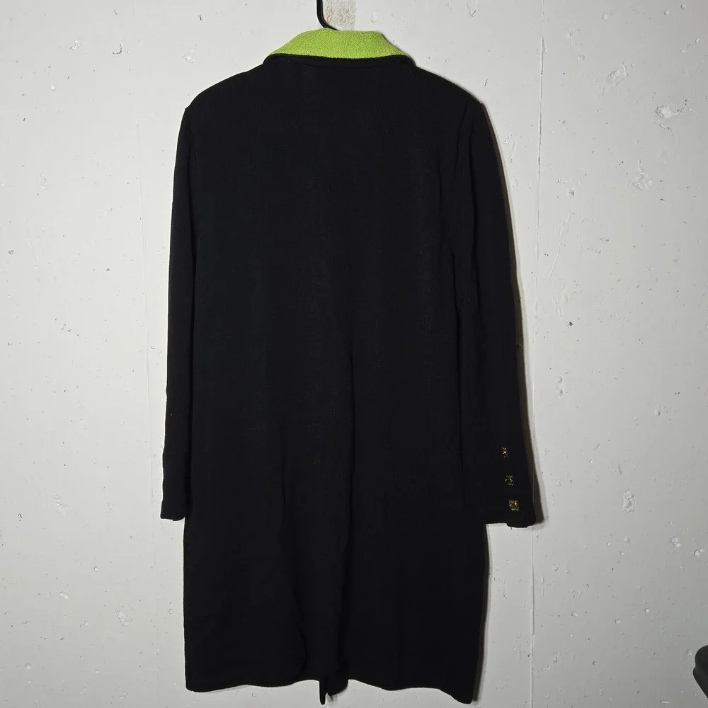 St John Collection Marie Gray Santana Knit Long Coat Jacket 14 Quiet Luxury